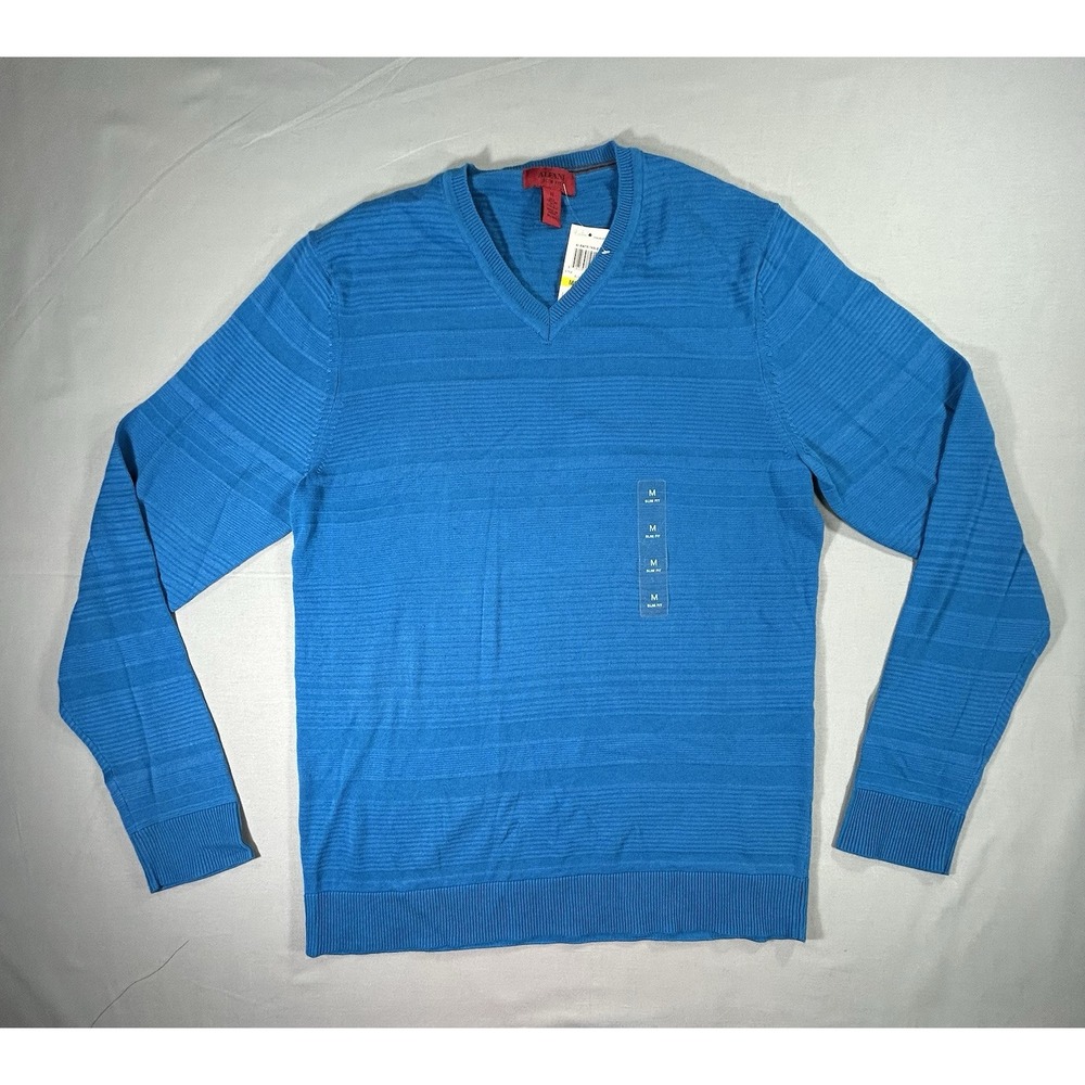 Alfani sweater Vneck long sleeve slim fit‎ blue men's size Medium NWT